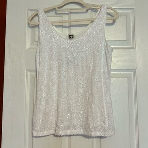 Anne Klein White Sequin Tank